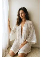 Saten Biyeli Fantazi Dantel Sabahlık Venlisa 2601 Beyaz görsel 4