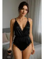 Saten Dantelli Tulum Venlisa V2904 Siyah farklı açı