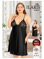 Saten Gecelik Siyah Büyük Beden Miss Laris 4029