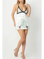 Saten Midi Siyah Dantel Kenarlı Fantezi Gecelik SHE 1327 Beyaz görsel 4