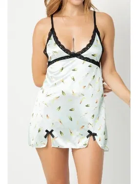 SHE Saten Midi Siyah Dantel Kenarlı Fantezi Gecelik SHE 1327 - Alternatif Görünüm