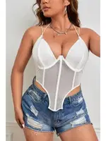 Balenli İnce Askılı Erotik Kadın Body SHE 2003 Beyaz görsel 7