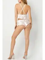 Sırt Çapraz Askılı Erotik Kadın Şort Takım SHE 2027 Beyaz görsel 6