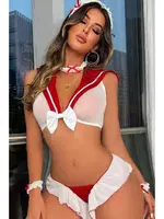 kırmızı Beyaz Denizci Erotik Kostüm SHE 2136 Beyaz farklı açı