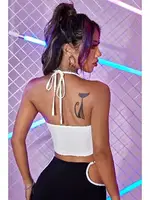 Şık Kalp Aksesuarlı Crop Büstiyer T-shirt Merry See AN1008 Beyaz Beyaz detay görünüm