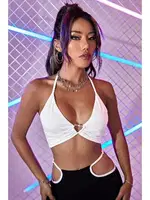 Şık Kalp Aksesuarlı Crop Büstiyer T-shirt Merry See AN1008 Beyaz Beyaz farklı açı