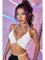 Şık Kalp Aksesuarlı Crop Büstiyer T-shirt Merry See AN1008 Beyaz Beyaz görsel 4