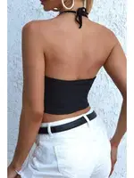 Şık Kalpli Aksesuarlı Crop Büstiyer T-shirt Merry See AN1009 Siyah Siyah detay görünüm