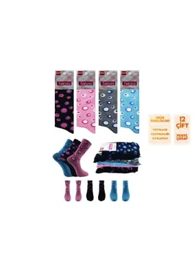 Şirin 12'li Pamuklu Kadın Soket Çorap Şirin 0640-4 - 12 ADET