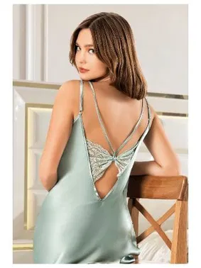 Miss Laris Sırt Dantel Dekolteli Kısa Çift Askılı Saten Gecelik Miss Laris 2111 - Alternatif Görünüm