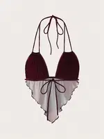 Sırt Dekolteli Boyundan Bağlamalı Desenli Tül Büstiyer Ruselin 5092 Kırmızı görsel 7