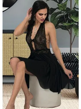 İzabel Sırt Dekolteli Boyundan Bağlamalı Kısa Gecelik İzabel F-3012 - Alternatif Görünüm