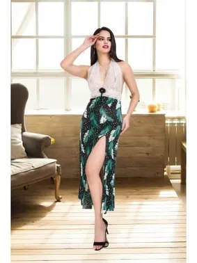 İzabel Sırt Dekolteli Dantelli Uzun Gecelik İzabel 2013