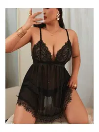 NightLight Sırtı Açık Boyundan Bağlamalı Fantazi Dantelli Gecelik NightLight 3802