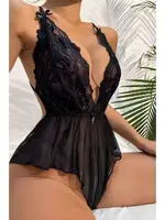 Sırtı Çapraz Askılı Dantel Fantazi Babydoll MissisX 605 Siyah görsel 4