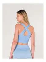 Sırtı Çapraz Askılı Dikişsiz Sporcu Sütyeni FormActive 1610 Mavi farklı açı