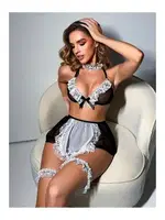 Siyah Bacak Bantlı Hizmetçi Kadın Kostüm For Dreams 8617 detay görünüm