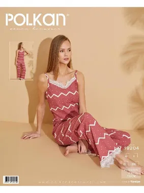Polkan Bordo Askılı Dantelli Pegasus Pijama Takım Polkan 19204