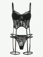 Siyah Büstiyerli Jartiyer Fantezi Takım İzabel 12004 Siyah görsel 6