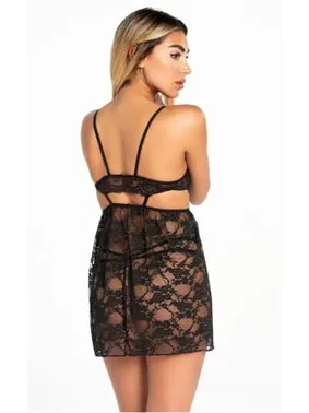 Nathalie Siyah Dantel Detaylı Fantezi Gecelik Nathalie T-2023 - Alternatif Görünüm