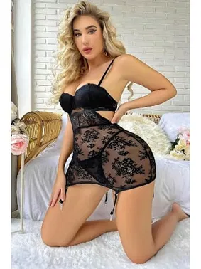 missisX Siyah Dantel Tül Kadın Gecelik missisX 62007