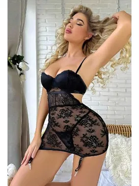 missisX Siyah Dantel Tül Kadın Gecelik missisX 62007 - Alternatif Görünüm