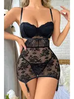 Siyah Dantel Tül Kadın Gecelik missisX 62007 Siyah farklı açı