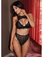 Siyah Dantelli Fantezi Kadın Sütyen Takım SHE 2105 Siyah detay görünüm