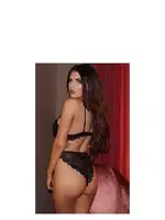 Siyah Dantelli Fantezi Kadın Sütyen Takım SHE 2105 Siyah farklı açı