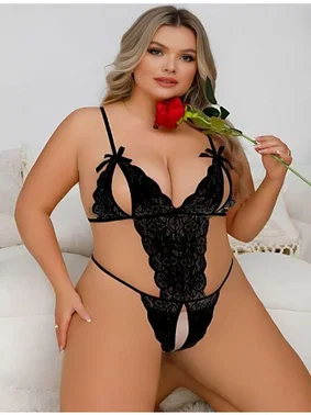 Real Passione Siyah Dantelli Seksi Büyük Beden Babydoll Real Passione 10007