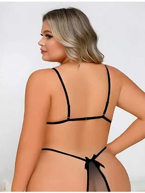 Real Passione Siyah Dantelli Seksi Büyük Beden Babydoll Real Passione 10007 - Alternatif Görünüm