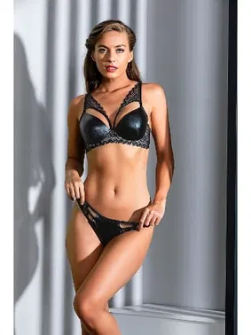Gallipoli Siyah Deri Desteksiz Sütyen Ve Slip Külot Takım Gallipoli MGP31981