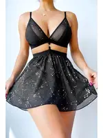 Siyah Erotik Gecelik missisX 50138 Siyah