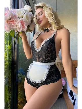 Jesica Bella Siyah Fransız Dantel Hizmetçi Kostüm Jesica Bella JB-15010 - Alternatif Görünüm