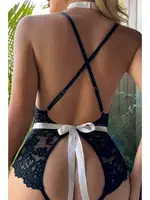 Siyah Fransız Dantel Hizmetçi Kostüm Jesica Bella JB-15010 Siyah görsel 4