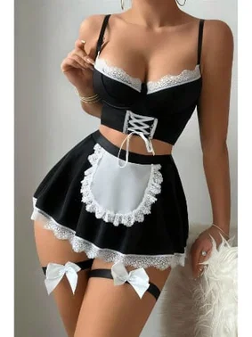 Real Passione Siyah Fransız Hizmetçi Fantezi Kostüm Cosplay Real Passione 20081 - Alternatif Görünüm