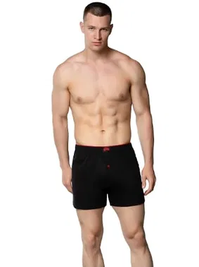 Gümüş Siyah Havlu Bel Pamuklu Erkek Boxer Gümüş 4020