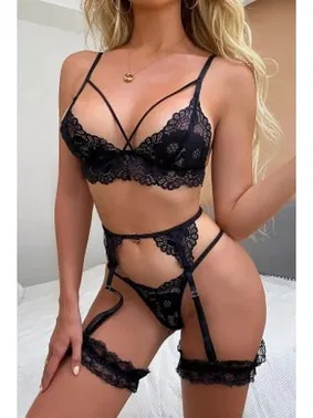 Ruselin Siyah İpli Dantelli Seksi Jartiyer Takım Ruselin 2183 - Alternatif Görünüm