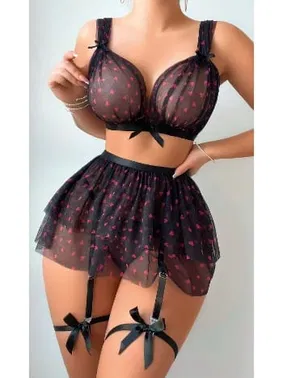 missisX Siyah Kadın Fantezi Sexy Jartiyer Set Bacak Bantlı Etek Sütyen missisX 3087 - Alternatif Görünüm