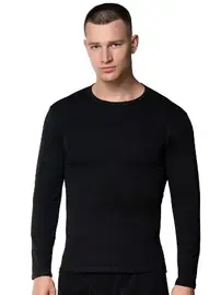 Gümüş Siyah Likralı Uzun Kollu Erkek Fanila Atlet Gümüş 4022