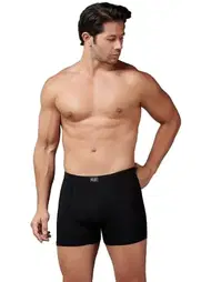 Gümüş Siyah Modal Elastan Erkek Boxer Gümüş 7009