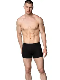 Gümüş Siyah Pamuklu Likralı Erkek Boxer Gümüş 4018