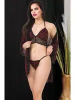 Siyah Puantiyeli Sabahlıklı Tanga Sütyen Takım İzabel TS-0902 Siyah