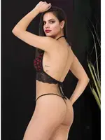 Siyah Puantiyeli Sabahlıklı Tanga Sütyen Takım İzabel TS-0902 Siyah farklı açı