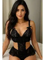 Dantelli Bel Dekolteli Fantazi Siyah Babydoll Venlisa 909 Görsel görsel 4