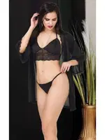 Siyah Sabahlıklı Tanga Sütyen Takım İzabel TS-0903 Siyah