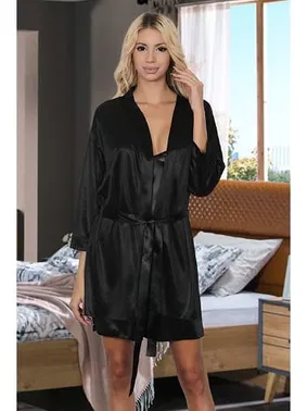 SHE Siyah Saten Sabahlık SHE 2037 - Alternatif Görünüm