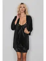 Siyah Saten Sabahlık SHE 2037 Siyah görsel 6