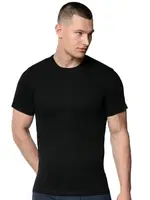 Siyah Sıfır Yaka Kısa Kollu Erkek Atlet 6lı Gümüş 4008 - 6 Adet Siyah