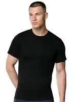 Siyah Sıfır Yaka Kısa Kollu Erkek Atlet 6lı Gümüş 4008 - 6 Adet Siyah detay görünüm